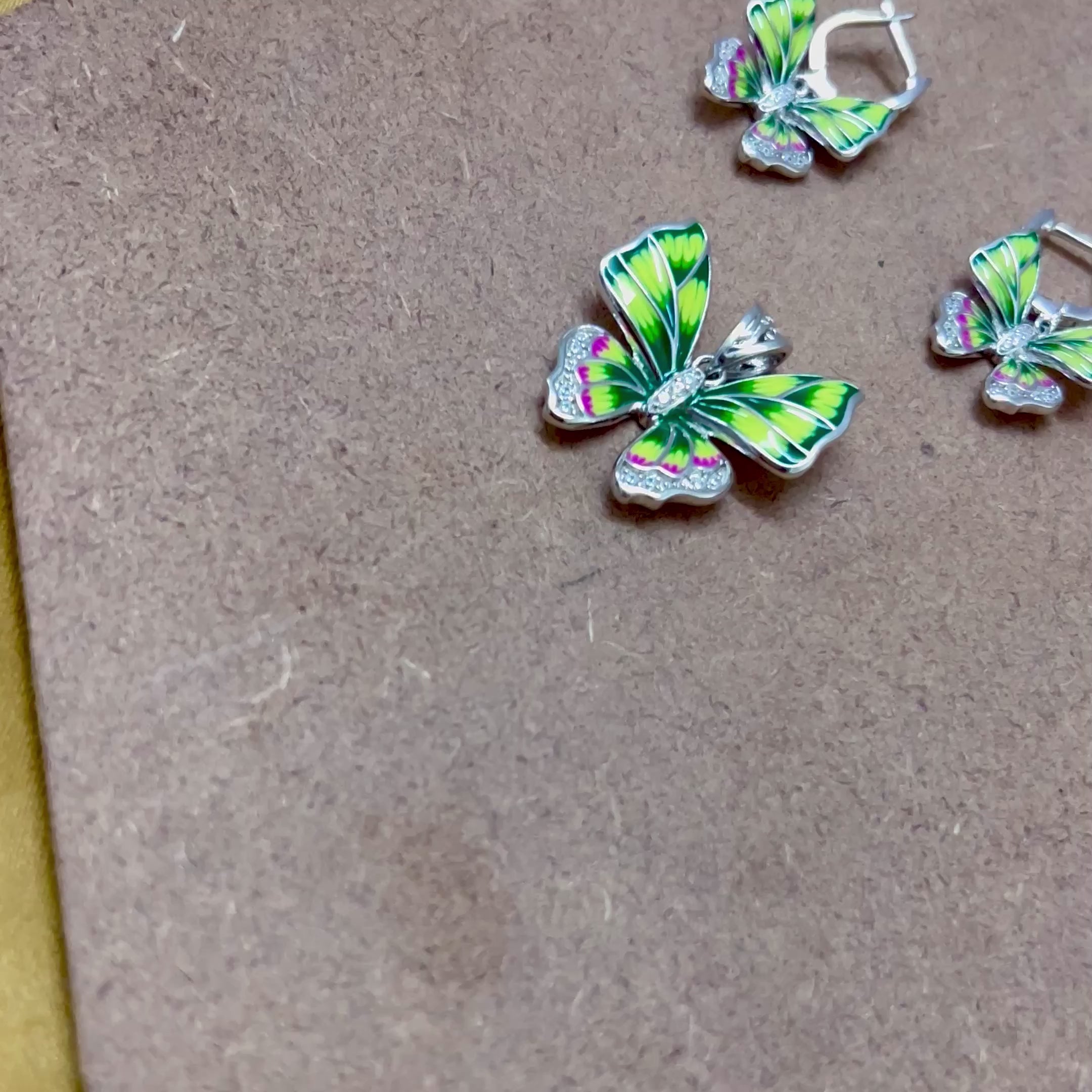 Shades of Butterfly Earrings and pendant set